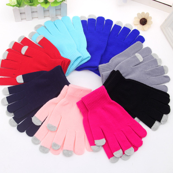 Custom Touch Screen Knitted Gloves Acrylic Fabric Five Fingers Gloves Wholesale Can Print Your Logo On It Promotional Product