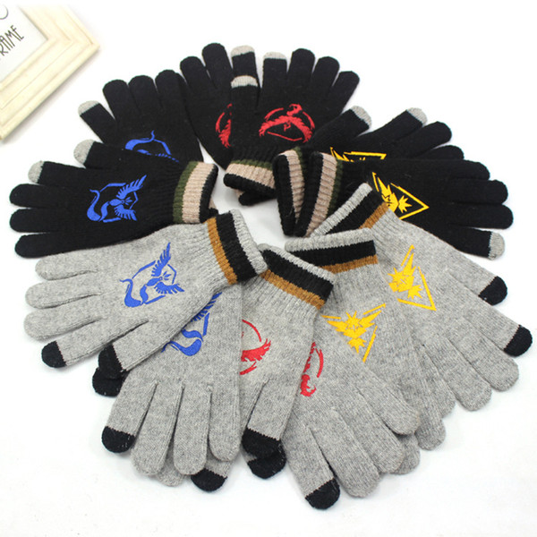 Team Mystic Valor Instinct Gloves Winter Warm Touch Screen Gloves Fans Fashion Gift Dropp Ship 010083