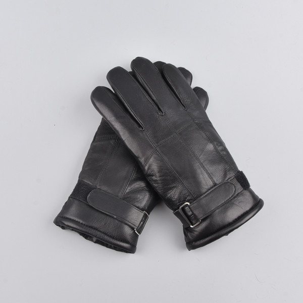 men winter Outdoor warm fur thickening thermal patchworkMen sheepskin gloves genuine leather glove gloves