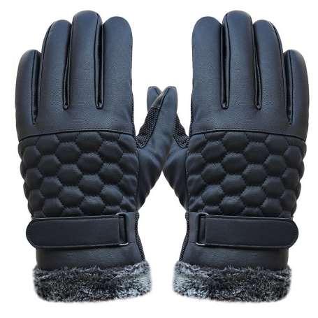 Winter Mens Long Leather Gloves For Touchscreen Faux Fur Heated Touch Gloves Hand Warmer Workout Tactical Cashmere Mittens