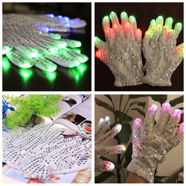 2016 hot sale Adult cotton sequins led glove for bars Party Flashing Glow Light LED gloves for part concert prop