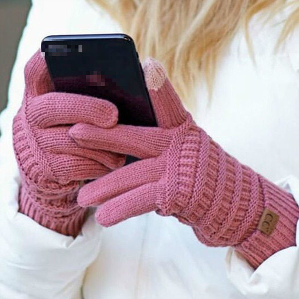 2018 Brand High Quality Knit Gloves Man Woman Warm Mittens For Touch Screenswoollen And Acrylic Hand-knitting Yarn Gloves