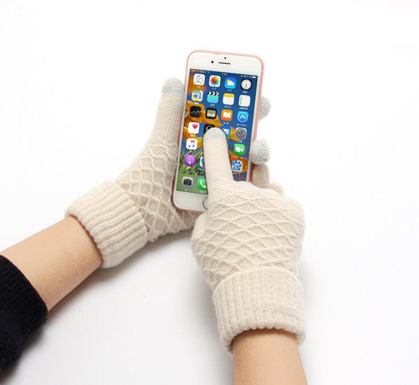 Fashion Warm Women Gloves Touch Capacity Screen Five Figers Gloves Anti-skid Gloves Dring Touchscreen for Phone Ipad