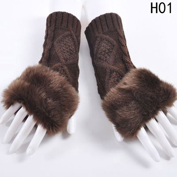 18 Styles Imitation rabbit fur women fingerless gloves Knitting Wool mittens Wrist Winter female gloves soft Mittens