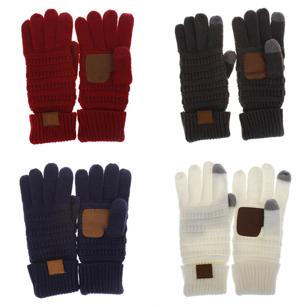 Wholesale Knitting Touch Screen Glove Capacitive Gloves Women Winter Warm Wool Gloves Antiskid Knitted Telefingers Glove Christmas Gifts