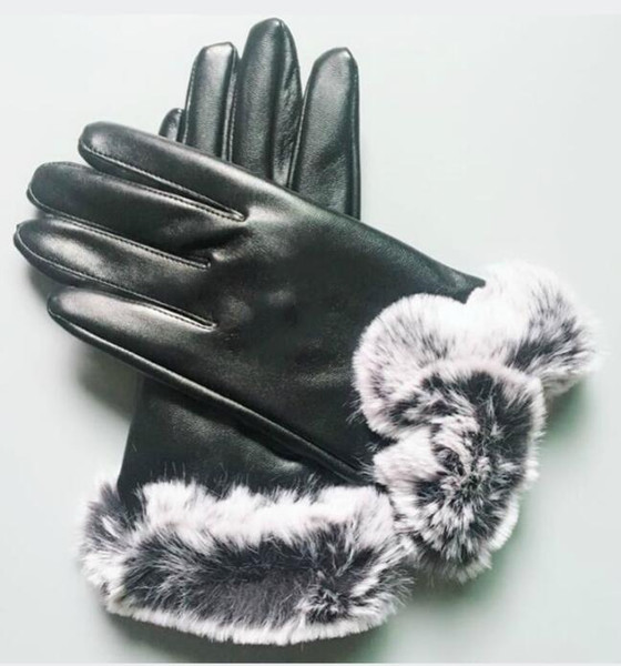 brand new women Sheepskin leather bright gloves female winter warm fashion Windproof Antifreeze gloves