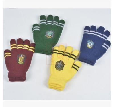 Harry Cosplay Potter College Gloves Gryffindor Slytherin Ravenclaw Hufflepuff Gloves Badge Winter Warm Glove Cartoon Halloween Gift