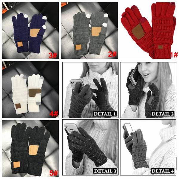 Capacitive Knitting Touch Screen Glove Women Winter Gloves Warm Gloves Antiskid Knitted Telefingers Glove Christmas Gifts