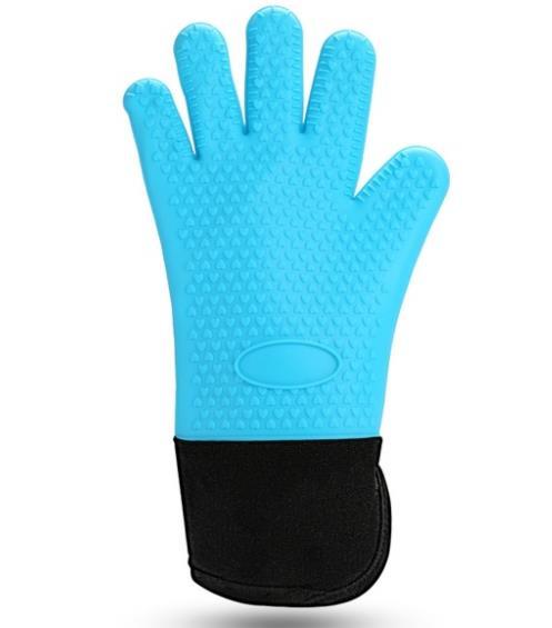 Bag-top food grade silica gel heat insulating gloves oven baking anti-ironing gloves lengthened cotton resistant high-temperature microwave