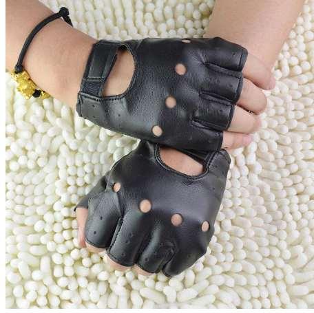 1 Pair Black PU Leather Fingerless Gloves Solid Female Half Finger Driving Women Fashion Punk Gloves