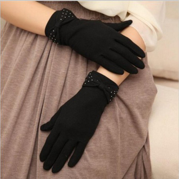 Ladies UV Sunscreen Driving Gloves White Black Cotton Short Women Summer Lace Driving Gloves with Solid Style