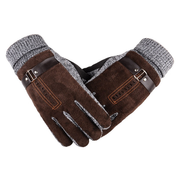 2018 Best Selling Mens Favorite Black and Brown Warm Pigskin Finger Gloves Work Bike Drving Gloves for Gift