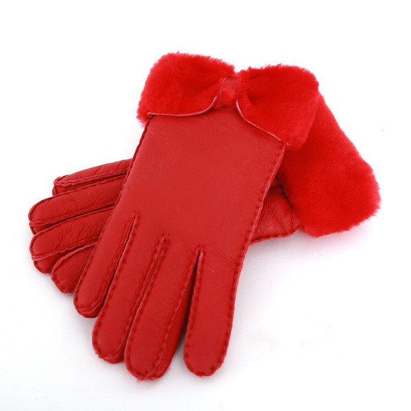 Wholesale - Warm winter ladies leather gloves real wool gloves women 100% quality assurance