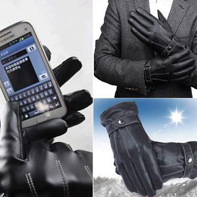 2PCS/Pair 3 Line Brand Wholesale Mens Luxurious PU Leather Thick Winter Button Touch Screen Cashmere Gayly Gloves Glove Black Riding YYA379