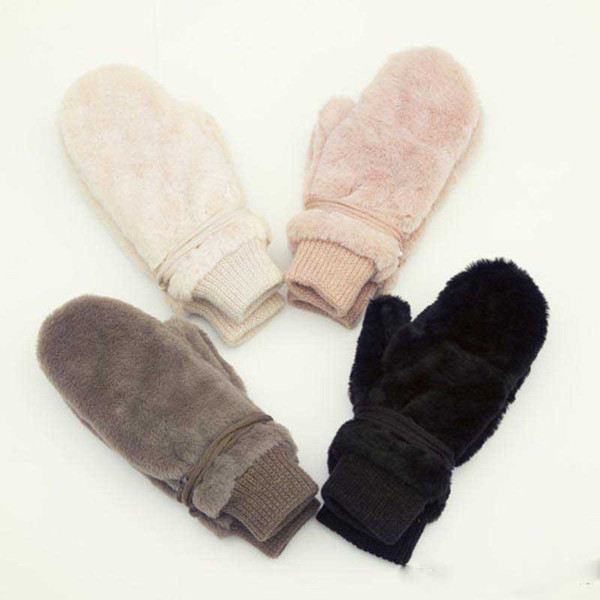 2018 New Rabbit Fur Gloves Soft And Warm Fashion Mitten No Falling Hair 4 Colors Winter Good Quality Gloves