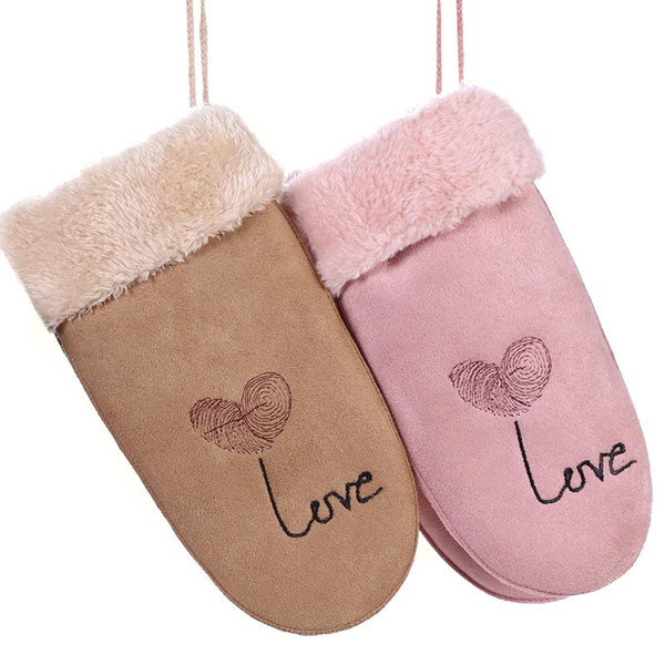 Faux Suede Women Gloves Winter Mittens Full Finger Winter Warm Gloves Multi Styles