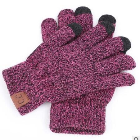 100pair/lot High Quality Knit Gloves Man Woman Warm Mittens Plus Velvet Thicken Gloves for touch screens Wool Cashmere Unisex