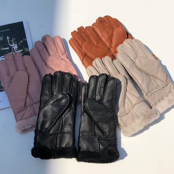 New Men and women fashion winter velvet thickening warm pure leather woolen gloves length of 26cm23cm