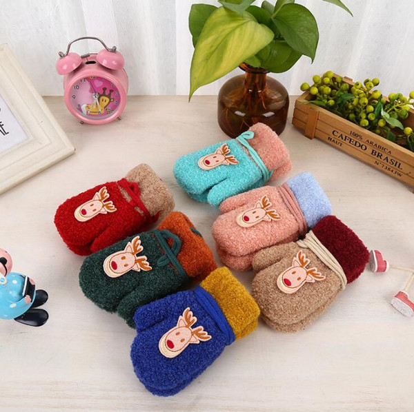 Fashion winter warm children golves cartoon pattern mittens boys girls cute gloves soft full finger gloves