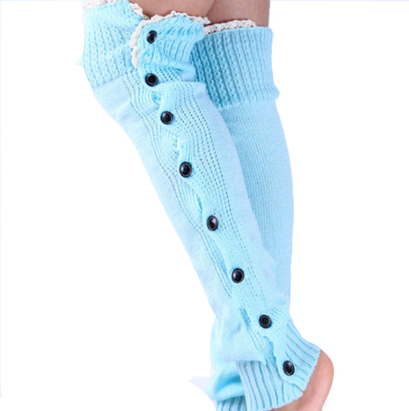 New Arrival Women Knit Sock Boot Leg & Knee Warm Hosiery Stockings Button Footwear Tight Hight Sock In Various Solid Plain Color Assortments