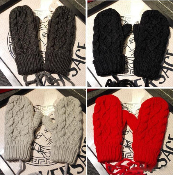 2018 Winter Knitted Women Gloves Knitting Crochet Twist Mittens With Hanging Rope Solid Color Warm And Soft