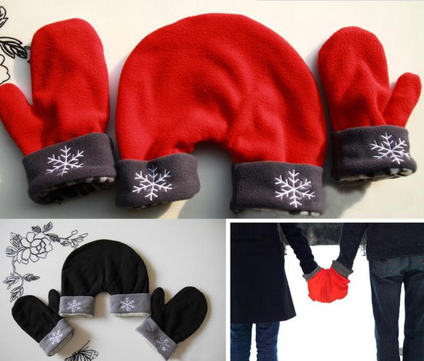 3 Pcs/set Polar Fleece Sweethearts Lovers Gloves Mittens Warm Winter Outfit Christmas Gift