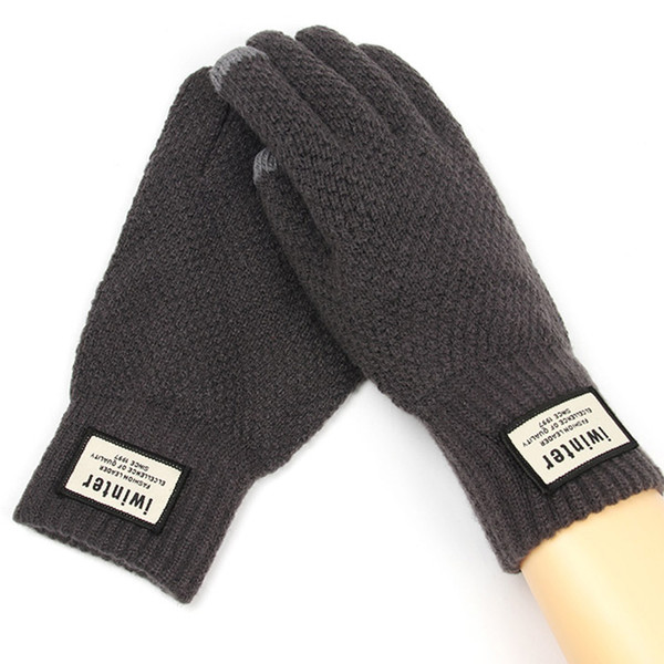 Winter Autumn Men Knitted Gloves Touch Screen High Quality Male Thicken Warm Wool Cashmere Solid Gloves Men Mitten Business