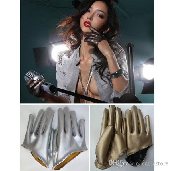 Women Lady Short Half Palm Gloves Cool Synthetic Leather Gloves C00453