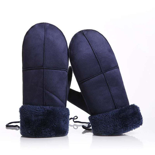 Lianzhi Scrub Solid Color Gloves Women's Winter Plus Velvet Thicken Hanging Neck Bike Bag Refers to Warm Korean Cute