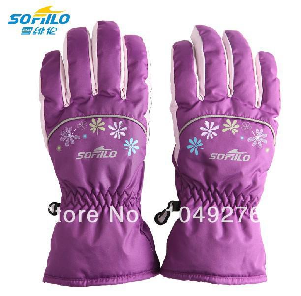 2014 Big promotion women winter keep warm gloves climbing outdoor gloves sking sports gloves purple printing color size M