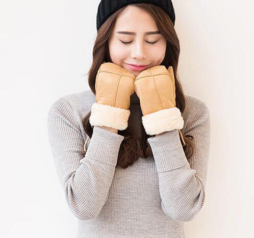 Lady neck gloves, winter, velvet, thickening, warmth, cycling, Korean, cute, even suede gloves W281