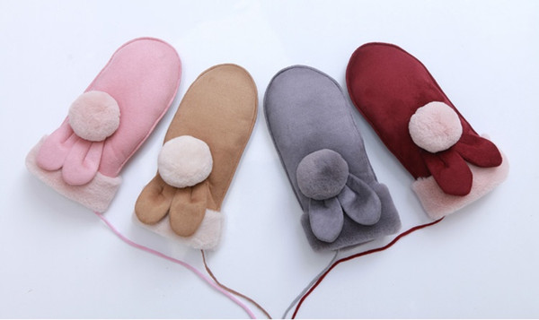 Autumn and winter fashion ladies warm fingerless gloves, suede cute rabbit gloves, support for delivery