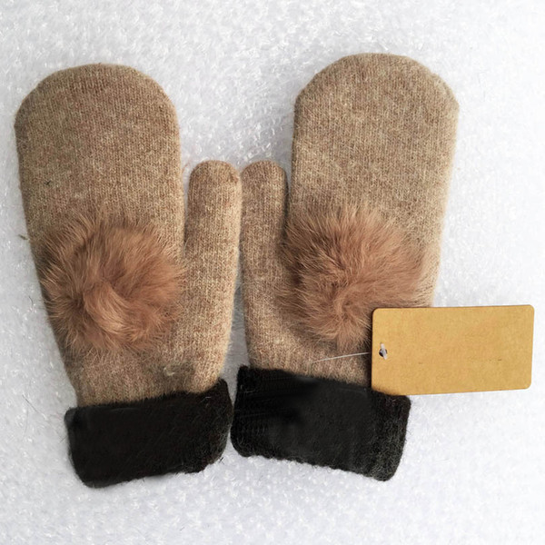 brand design winter autumn women mittens gloves pompom warm imitation wool female 8 colors