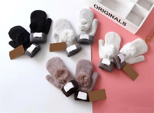 Fashion Women's Brand Gloves for Winter and Autumn Cashmere Mittens Gloves with Lovely Fur Ball Outdoor sport warm Winter Gloves