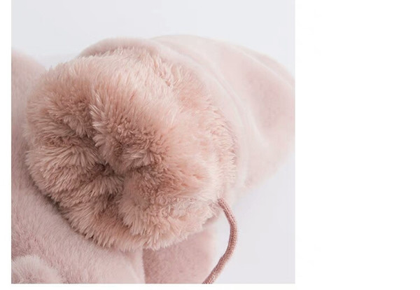 Autumn and winter warm with velvet gloves women's new finger-hang neck gloves Korean version of cute rabbit thickened soft sister glov