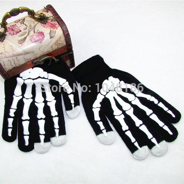 New Style Winter Full Finger Unisex Ghost Bone Touch Screen Knit Skeleton GlovesFree&Drop Shipping