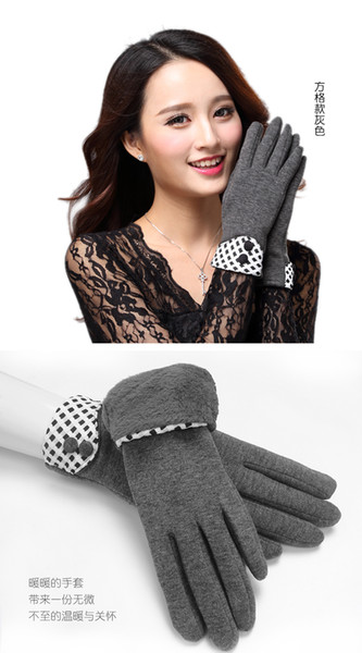 Gloves for women winter warm touch screen spring and autumn winter Korean edition students lovely add plush add thick gloves for women