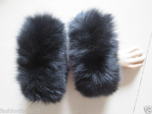 Brand new real fox fur fashion lady's warm cuffs /black