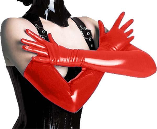 Sexy Women's Long Gloves Five Fingers Faux Leather Latex Gothic Gloves Black Wet Look Elbow Length PVC dancing Gloves