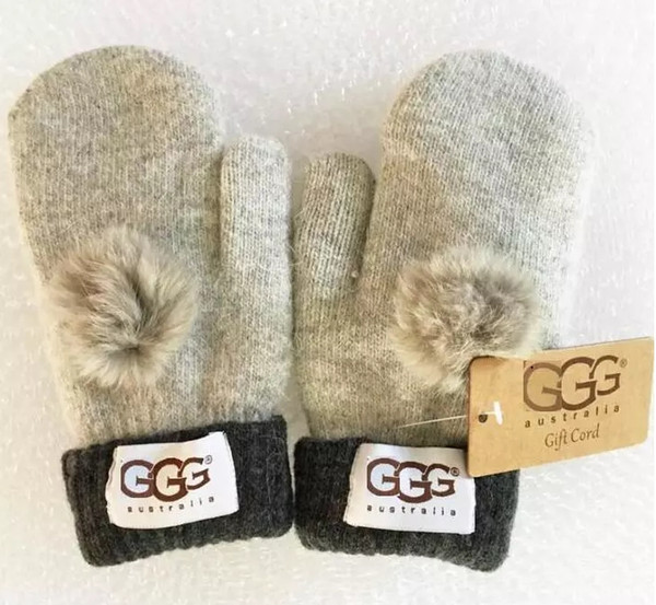 Fashion Women's Brand Gloves for Winter and Autumn Cashmere Mittens Gloves with Lovely Fur Ball Outdoor sport warm Winter Gloves