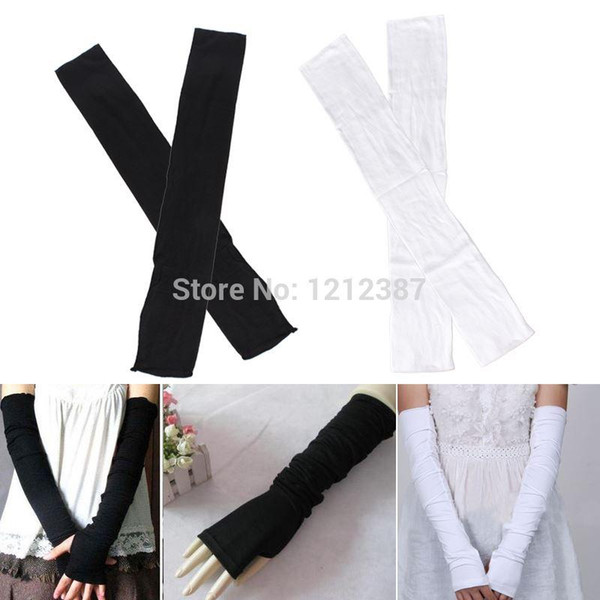 A Pair Fashion Girls Summer Long Half Finger UV Protection Sun Block Gloves 4 Colors HB88