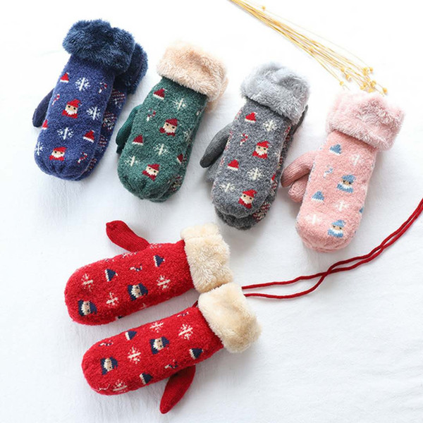 2018 New Arrival Winter Ladies' Mittens Deer Knitted Warm Gloves Korean Style Double Pile and Thicken for Christmas Gifts