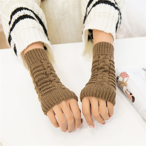 2017 Fashion Fingerless Gloves For Women Men Winter Warm Wool Knitting Arm Gloves Unisex Soft Warm Mittens Female Gloves