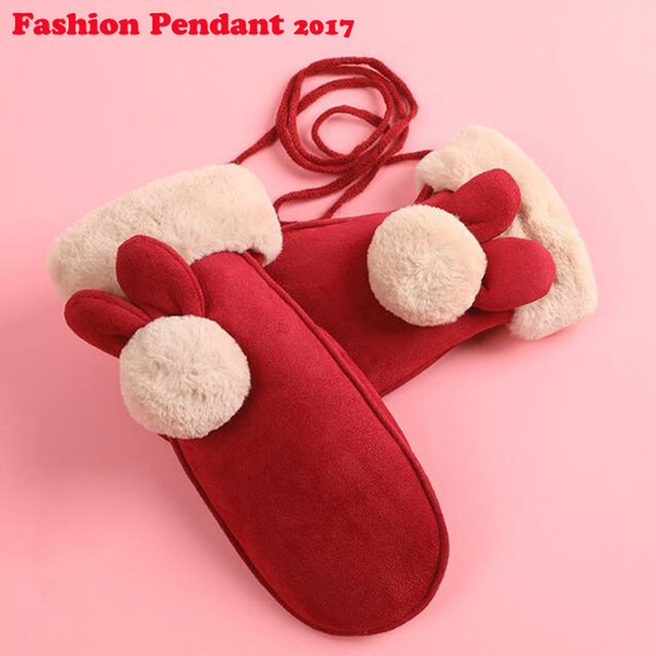 2018 Lovely Winter Knitted Wool Thicker Warm Gloves Ladies Cute Fingerless Women cartoon Mittens Guantes gloves