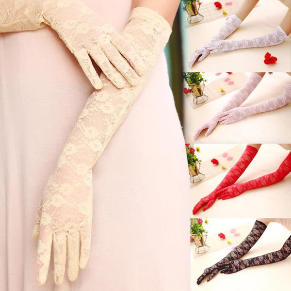 Sexy Women's Lace Gloves Mittens for party Accessories , UV Sunscreen driving gloves lace summer long section of thin gloves S914