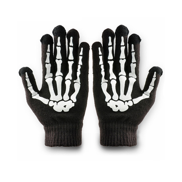 Phone Tablet Finger Tip Touch Screen Gloves Skeleton Smart Warm Winter Cotton Mitten For Men And Women Black WF202