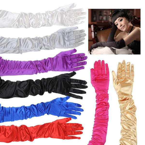 Shipping Womens Lady Sweet Elbow Comfy Solid Long Winter Korean Gloves White/Black/Blue/Gold/Red/Silver/Purple