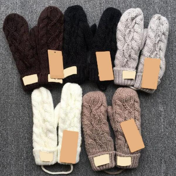 5 Colors Knitted Twist Gloves with Lanyard Winter Warm Knitted Neck Hung Full Fingers Gloves Unisex Twist Mittens 2pcs/pair CCA11152 20pairs