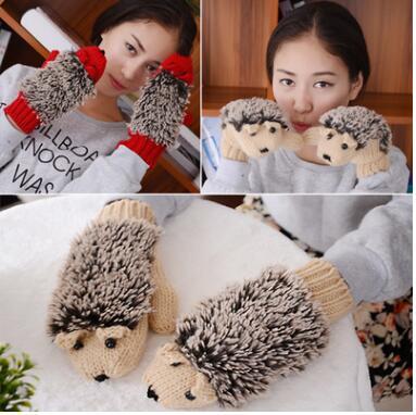 Cartoon hedgehog glove cute mouse winter glove female cute mouse winter Mittens