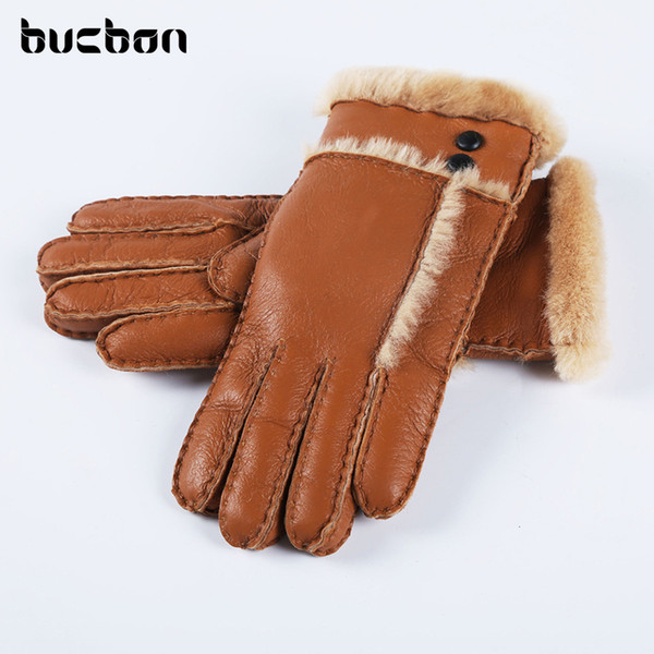 Hot Sale Winter Women Gloves Wool Genuine Leather Sheepskin Gloves Solid Sheep Fur Mittens Elegant Warm Female Gloves AGB483 C18110101